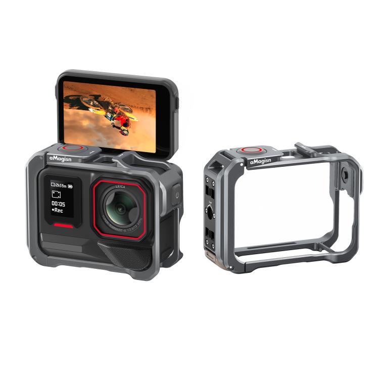 Jaula metálica para cámara AMagisn 2.0 para Insta360 Ace Pro 2 / Ace Pro, con interruptor rápido para disparo vertical/horizontal y soporte para zapata fría.