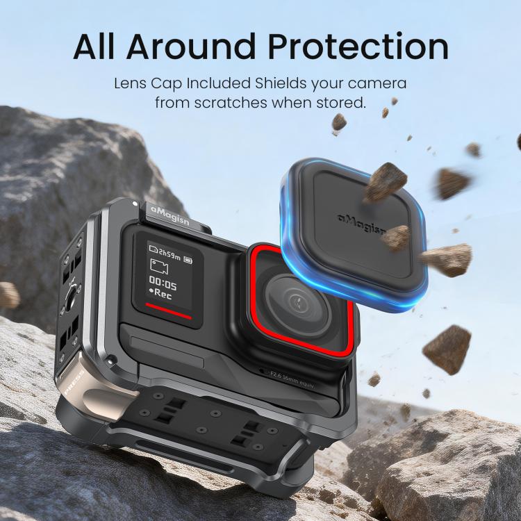 Jaula metálica para cámara AMagisn 2.0 para Insta360 Ace Pro 2 / Ace Pro, con interruptor rápido para disparo vertical/horizontal y soporte para zapata fría.