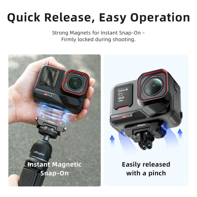 Soporte magnético de liberación rápida giratorio 360 grados aMagisn para Insta360 Ace Pro 2 / Ace Pro / X5 / X4 Air, For Insta360 Ace Serirs/X5/X4 Air