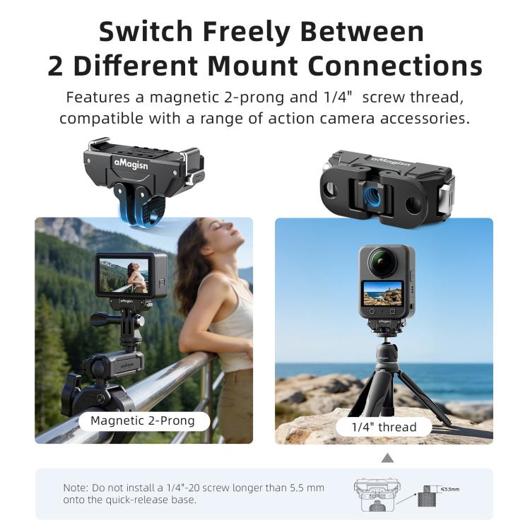 Soporte magnético de liberación rápida giratorio de 360 grados aMagisn para DJI Osmo 360/Action 5 Pro/4/3, For DJI Osmo 360/Action 5 Pro/4/3