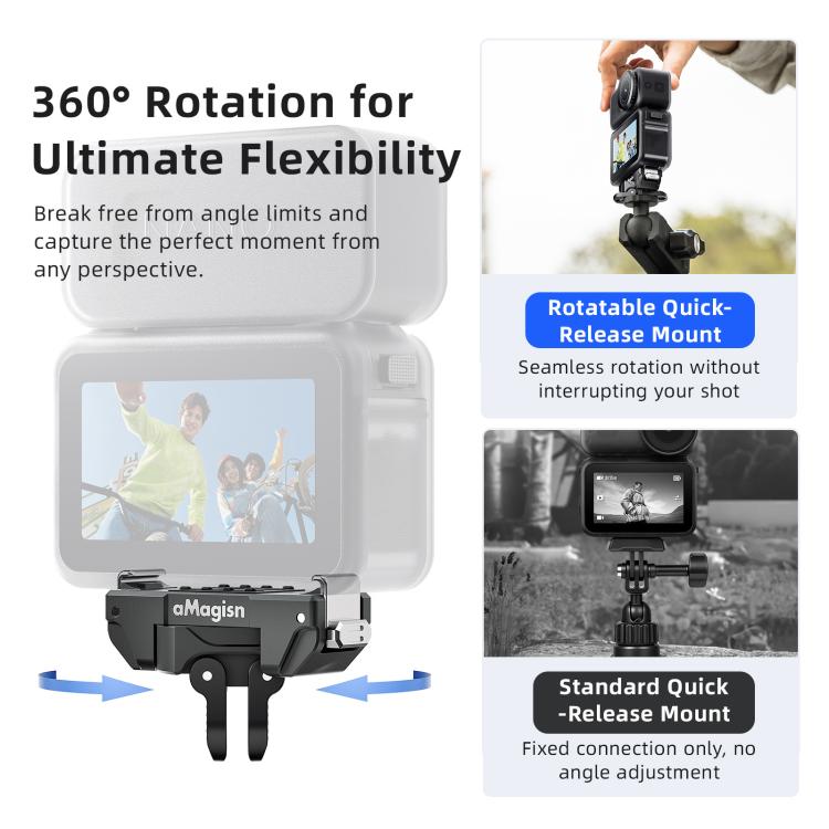 Soporte magnético de liberación rápida giratorio de 360 grados aMagisn para DJI Osmo Action 6/Nano, For DJI Osmo Action 6/Nano