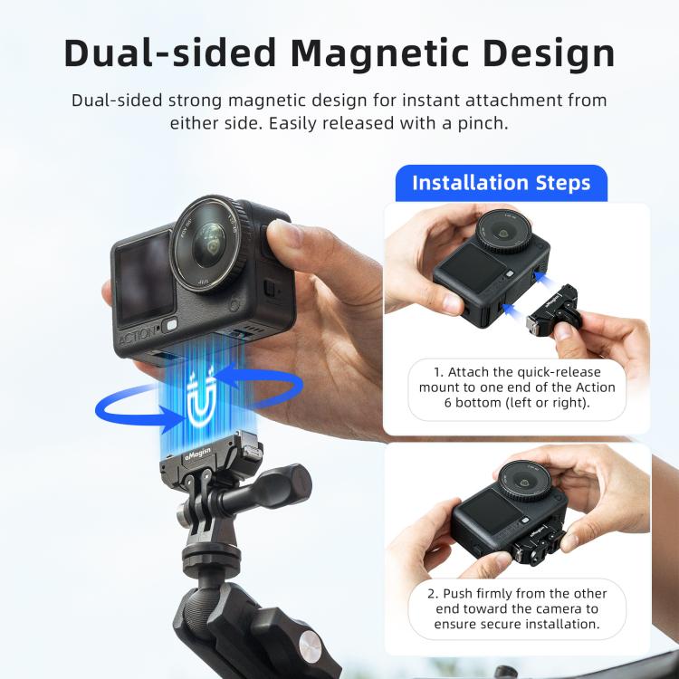 Soporte magnético de liberación rápida giratorio de 360 grados aMagisn para DJI Osmo Action 6/Nano, For DJI Osmo Action 6/Nano