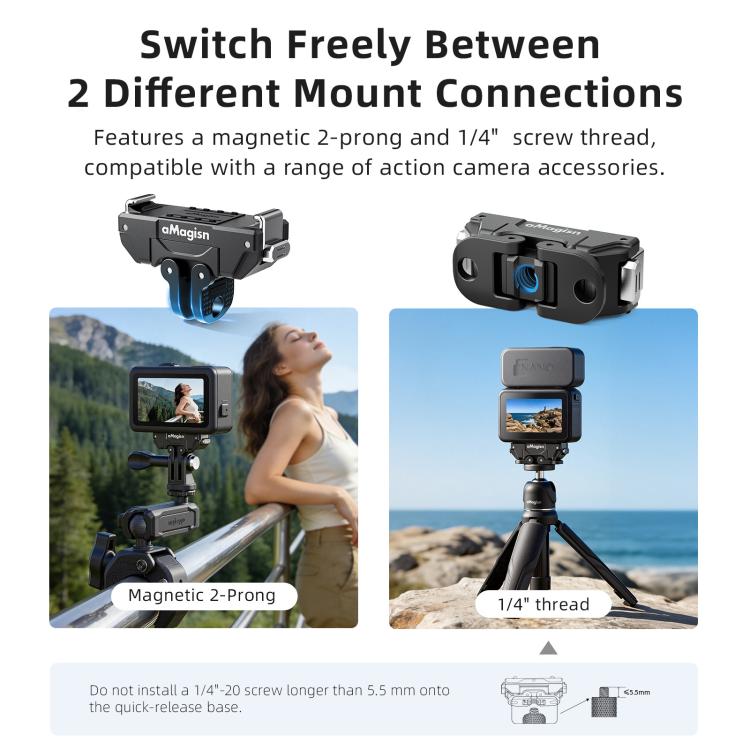 Soporte magnético de liberación rápida giratorio de 360 grados aMagisn para DJI Osmo Action 6/Nano, For DJI Osmo Action 6/Nano