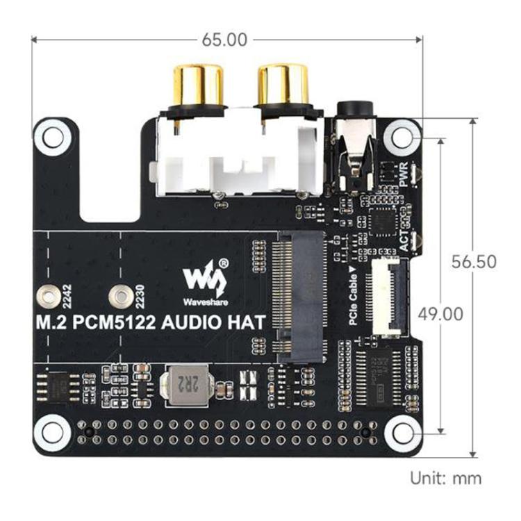 Adaptador PCIe a M.2 HAT para Raspberry Pi 5 con extensión de audio I2S y compatible con unidades de estado sólido con protocolo NVMe., Waveshare 34170