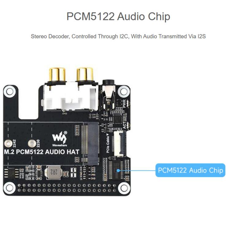 Adaptador PCIe a M.2 HAT para Raspberry Pi 5 con extensión de audio I2S y compatible con unidades de estado sólido con protocolo NVMe., Waveshare 34170