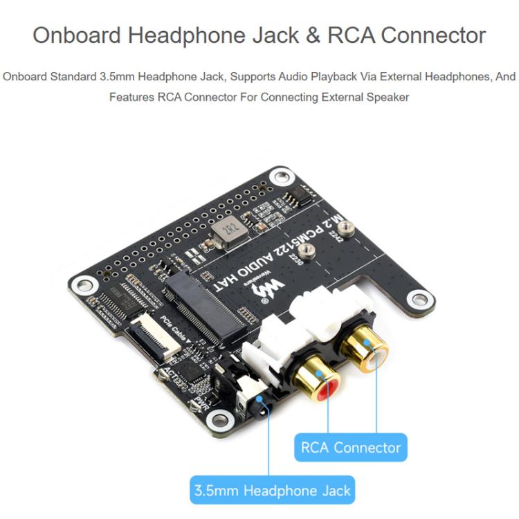 Adaptador PCIe a M.2 HAT para Raspberry Pi 5 con extensión de audio I2S y compatible con unidades de estado sólido con protocolo NVMe., Waveshare 34170