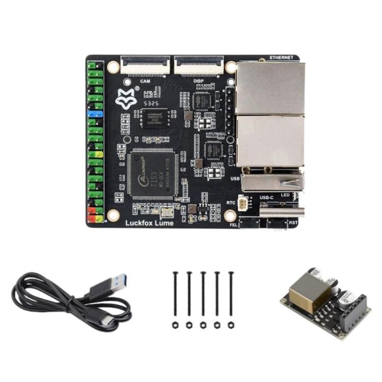 Placa de desarrollo Linux de alto rendimiento Luckfox Lume, basada en el procesador industrial heterogéneo multinúcleo Allwinner T153, con dos puertos Gigabit Ethernet., With POE Model, Basic