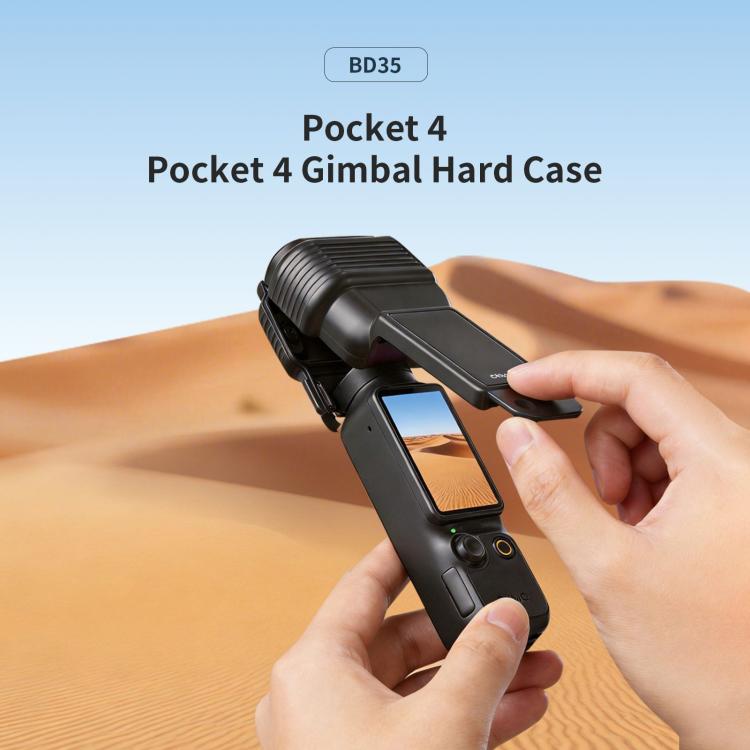 Funda protectora para gimbal aMagisn para DJI Osmo Pocket 4 con diseño abatible de una sola pieza y protector de joystick 3D integrado.