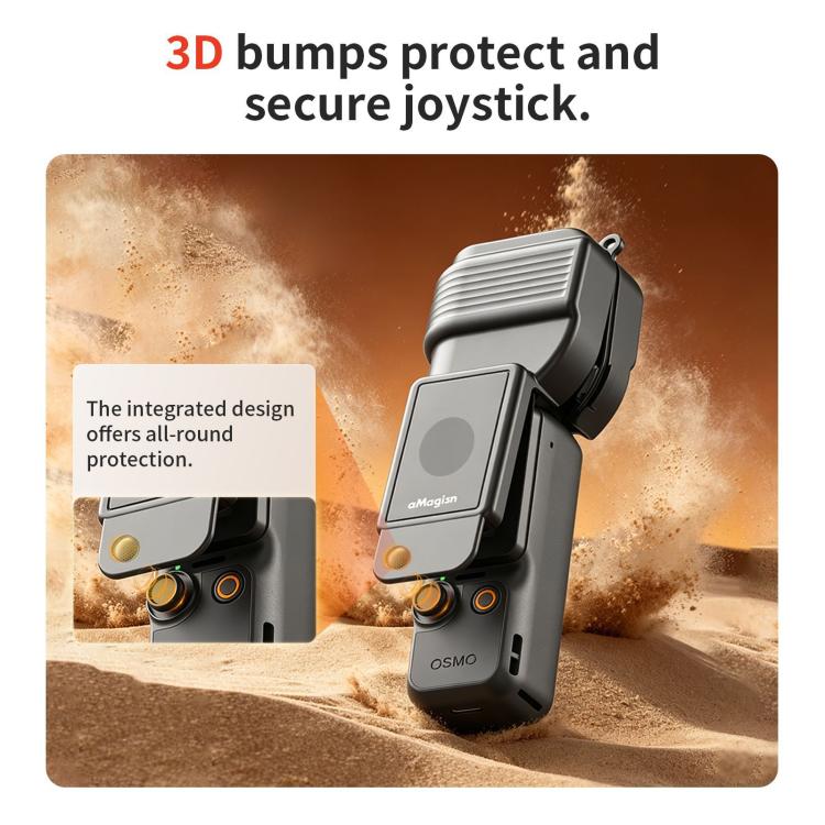 Funda protectora para gimbal aMagisn para DJI Osmo Pocket 4 con diseño abatible de una sola pieza y protector de joystick 3D integrado.