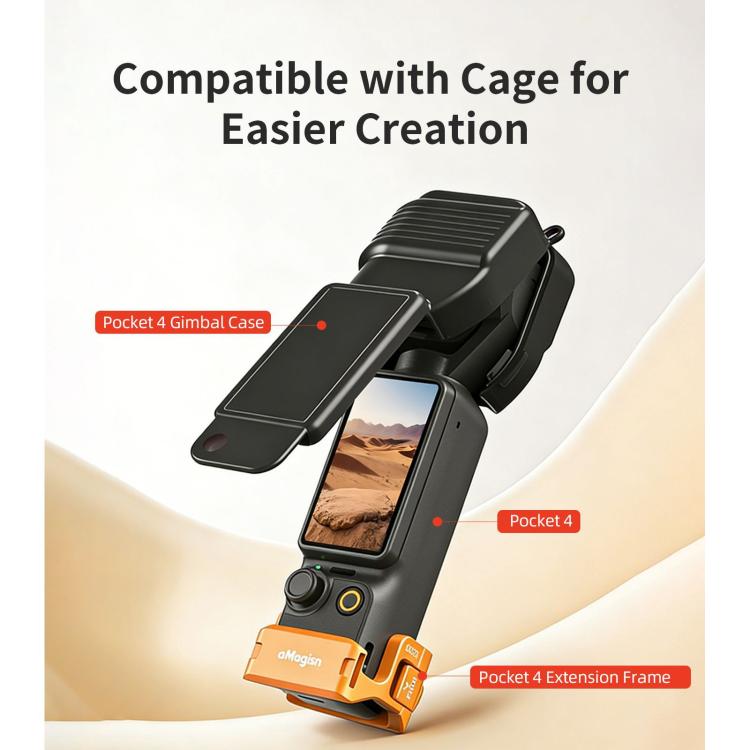 Funda protectora para gimbal aMagisn para DJI Osmo Pocket 4 con diseño abatible de una sola pieza y protector de joystick 3D integrado.