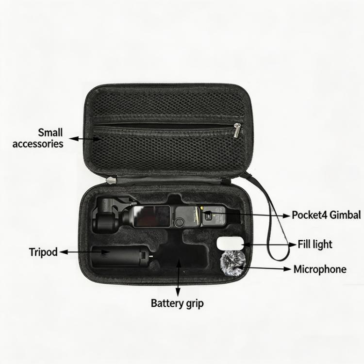 Estuche rígido de transporte para DJI Osmo Pocket 4, bolsa de almacenamiento portátil para viajes con correa para la muñeca e interior de franela suave.