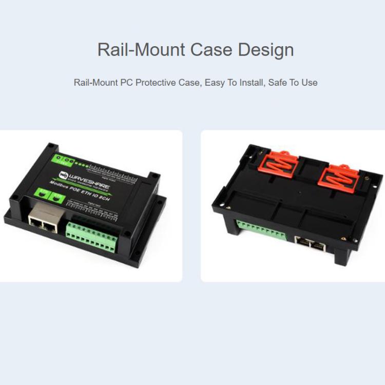 Módulo industrial de entrada/salida digital Ethernet de 8 canales con protocolo Modbus RTU/TCP, compatible con alimentación PoE., 33917