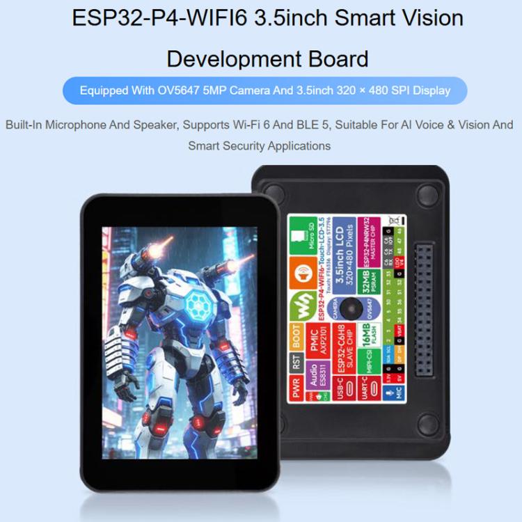 Waveshare 33511 ESP32-P4 Placa de desarrollo de visión inteligente de 3,5 pulgadas con micrófono y altavoz integrados, compatible con Wi-Fi 6 y BLE 5, 33511