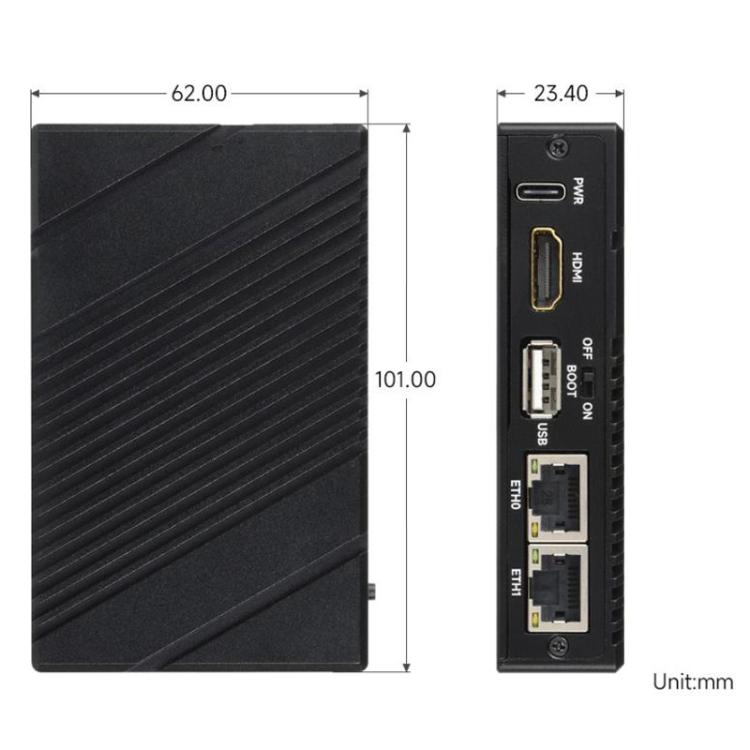 Miniordenador Raspberry Pi CM5 Gigabit / 2.5G con doble Ethernet, compatible con dos puertos Ethernet RJ45, salida de vídeo 4K y dos interfaces MIPI., Waveshare 34180