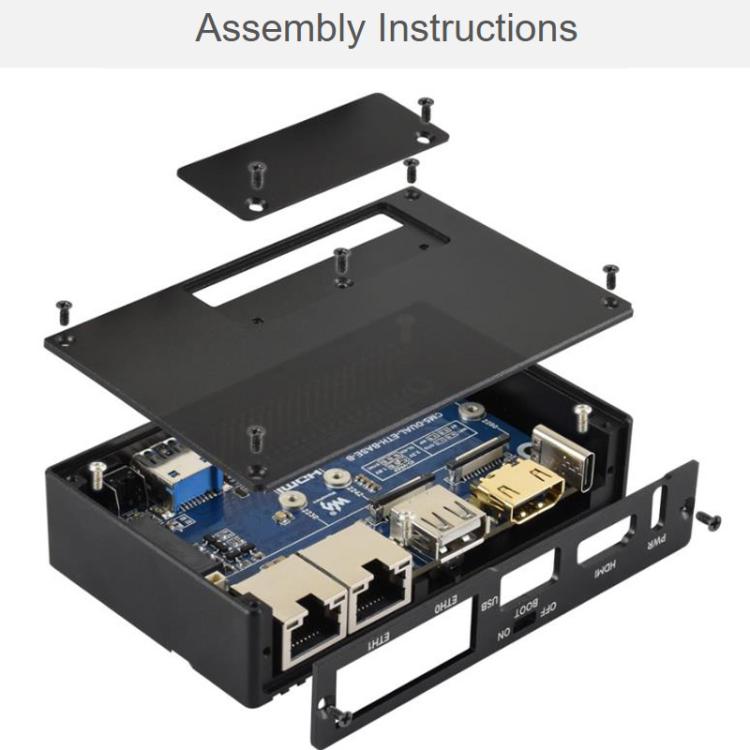 Miniordenador Raspberry Pi CM5 Gigabit / 2.5G con doble Ethernet, compatible con dos puertos Ethernet RJ45, salida de vídeo 4K y dos interfaces MIPI., Waveshare 34180