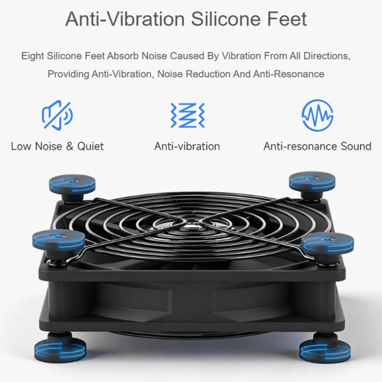 Ventilador de refrigeración silencioso Waveshare 34398 USB 5V de 120 mm, 3 velocidades ajustables, control PWM, alto flujo de aire, diseño antivibración., Single, Double