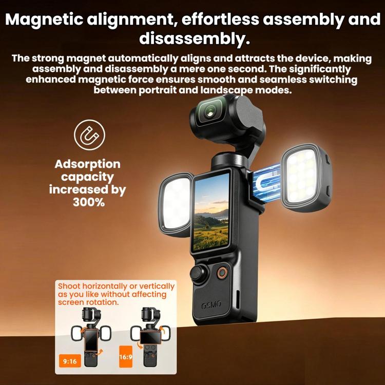 Luz de relleno magnética Flymile para cámaras DJI Osmo Pocket 4/3