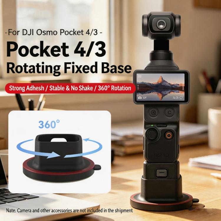 Base de escritorio giratoria de 360 grados con soporte adhesivo antideslizante para la cámara DJI Osmo Pocket 4/3.