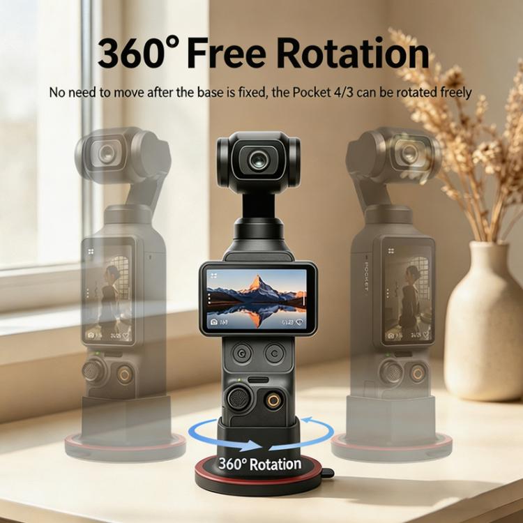 Base de escritorio giratoria de 360 grados con soporte adhesivo antideslizante para la cámara DJI Osmo Pocket 4/3.