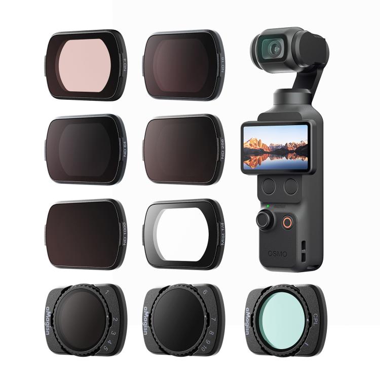 Filtro de lente magnético aMagisn para DJI Osmo Pocket 4/3, Adjustable CPL, VND  1-5 Stop, VND 6-10 Stop, Black Mist 1/4, ND4/16/64/256, ND1000