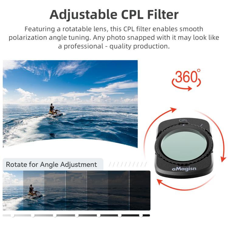 Filtro de lente magnético aMagisn para DJI Osmo Pocket 4/3, Adjustable CPL, VND  1-5 Stop, VND 6-10 Stop, Black Mist 1/4, ND4/16/64/256, ND1000
