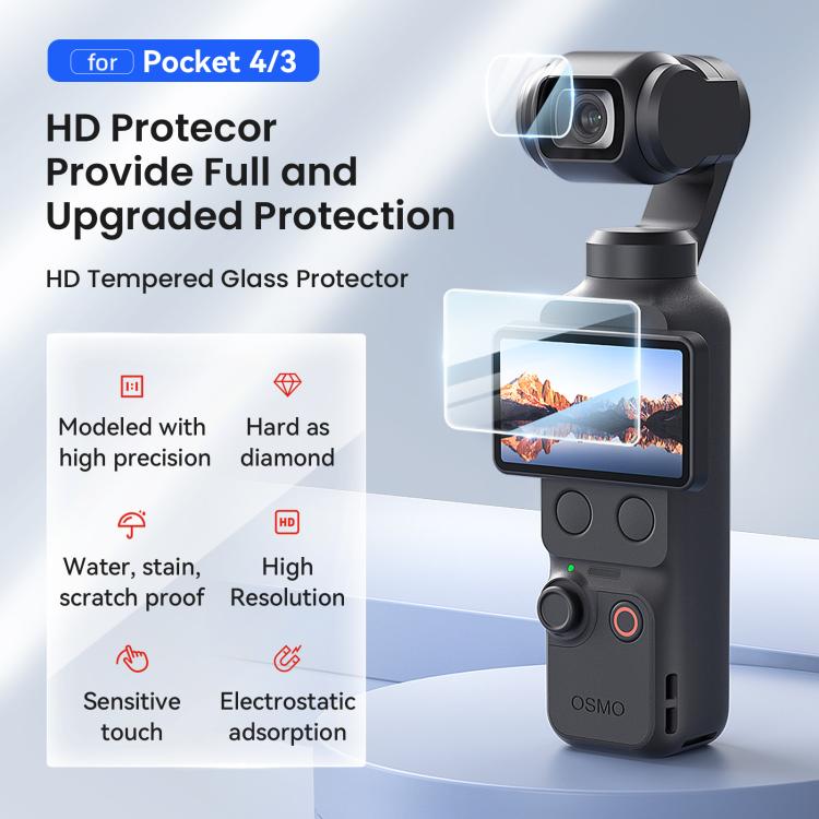 Protector de pantalla aMagisn 9H de vidrio templado para lente y pantalla de DJI Osmo Pocket 4/3, 1+1 Pack, 2+2 Pack