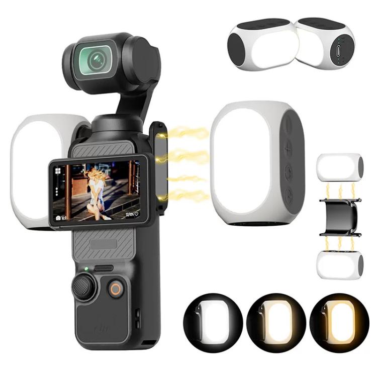 Luz de relleno magnética para DJI Osmo Pocket 4/3, 3 modos de color, portátil, recargable, para vlogs y vídeos., 2pcs /Pack