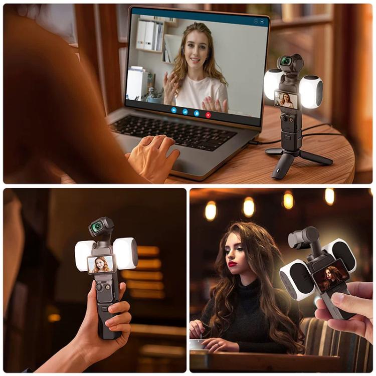Luz de relleno magnética para DJI Osmo Pocket 4/3, 3 modos de color, portátil, recargable, para vlogs y vídeos., 2pcs /Pack