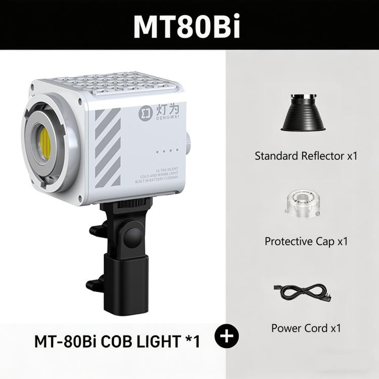 Luz de vídeo DENGWEI MT-80Bi de 80 W con LED COB bicolor de salida continua (2700 K-6500 K) y un índice de reproducción cromática (CRI) de más de 96., EU Plug, US Plug, UK Plug