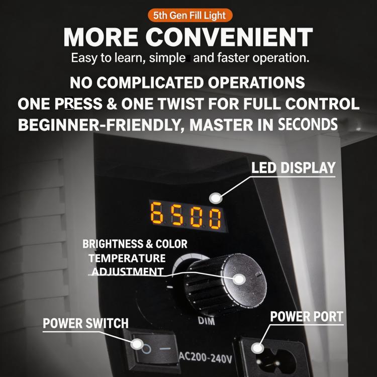 Luz de vídeo LED DENGWEI LA100Bi de 100 W con LED COB de salida continua para transmisión en directo, luz de estudio bicolor de 2700 K a 6500 K., EU Plug, US Plug, UK Plug