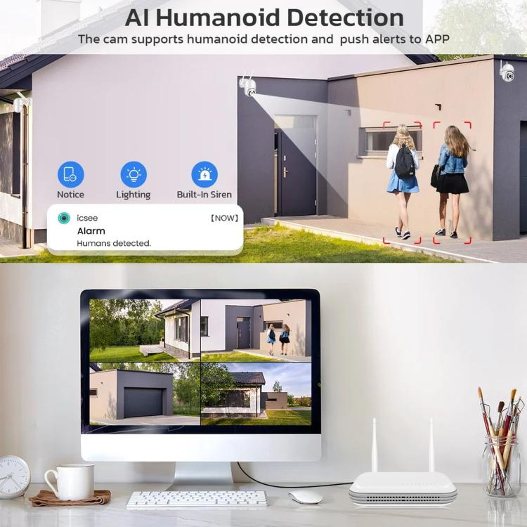 Sistema NVR inalámbrico de 8 canales para cámaras de seguridad de 5MP/3MP, grabador de vídeo en red WiFi, compatible con disco duro de 2,5 pulgadas y tarjeta TF., US Plug, EU Plug, UK Plug