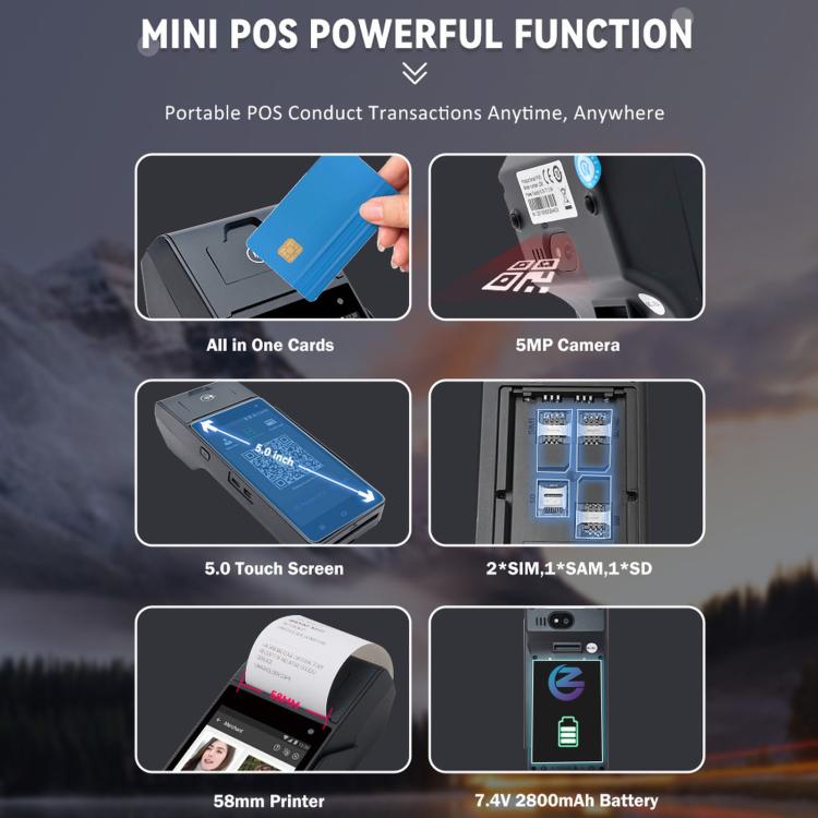 Terminal de punto de venta móvil para supermercados Z90F, caja registradora portátil con función NFC para tarjetas de crédito., EU Plug