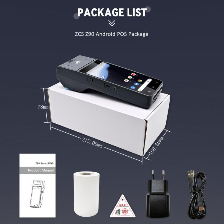 Terminal de punto de venta móvil para supermercados Z90F, caja registradora portátil con función NFC para tarjetas de crédito., EU Plug