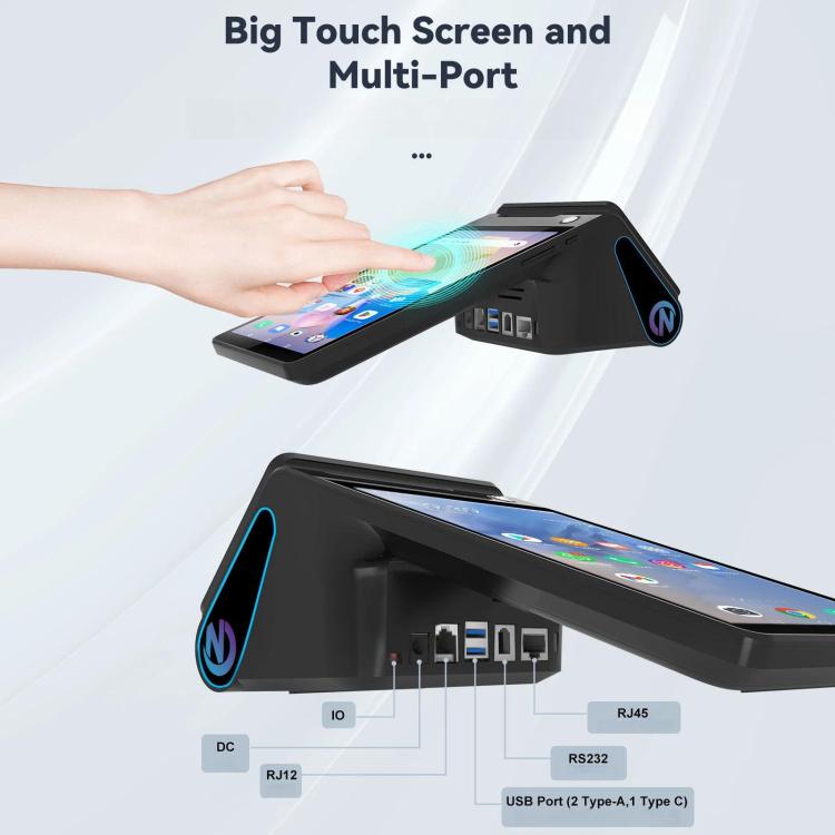 Caja registradora TPV portátil Android Z108, dispositivo de pago con escaneo táctil de doble pantalla para supermercados y restaurantes., 2.6 inch EU Plug, 3.9 inch EU Plug