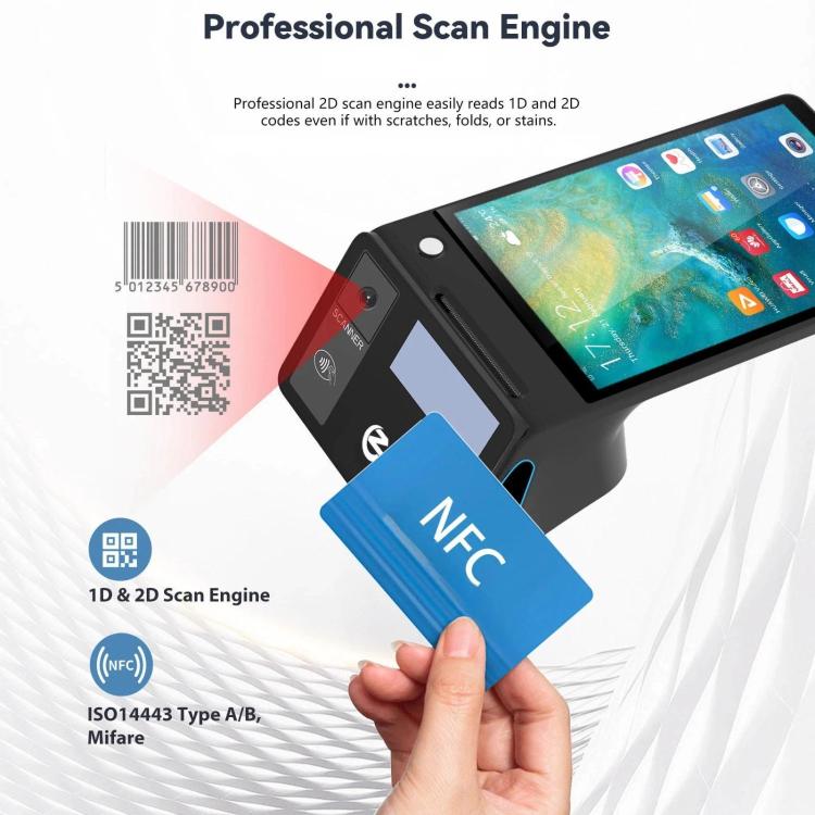 Caja registradora TPV portátil Android Z108, dispositivo de pago con escaneo táctil de doble pantalla para supermercados y restaurantes., 2.6 inch EU Plug, 3.9 inch EU Plug