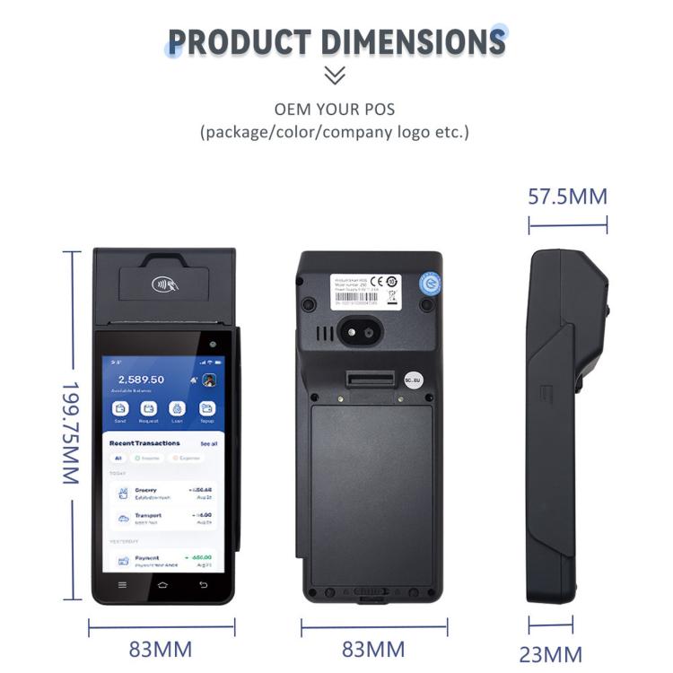 Terminal de punto de venta móvil para supermercados Z90N, caja registradora portátil con función NFC para tarjetas de crédito., EU Plug