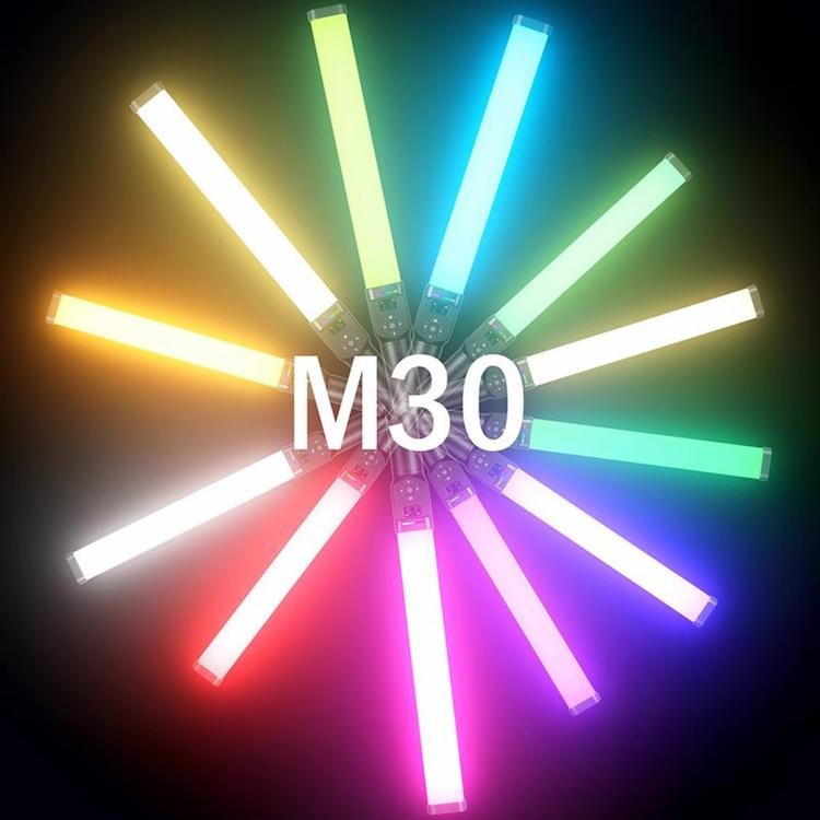 Varita de luz LED RGB portátil DENGWEI de 30 W, recargable, para vídeo, 2700 K-8500 K, luz de relleno para fotografía a todo color con viseras desmontables, enchufe estadounidense.