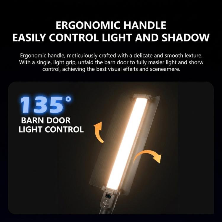 Varita de luz LED RGB portátil DENGWEI de 30 W, recargable, para vídeo, 2700 K-8500 K, luz de relleno para fotografía a todo color con viseras desmontables, enchufe estadounidense.