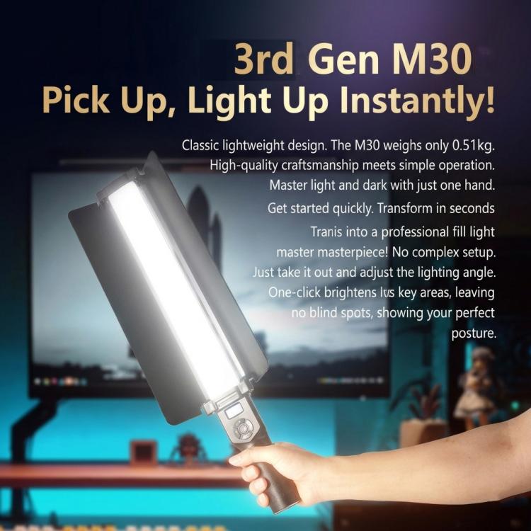 Varita de luz LED RGB portátil DENGWEI de 30 W, recargable, para vídeo, 2700 K-8500 K, luz de relleno para fotografía a todo color con viseras desmontables, enchufe estadounidense.