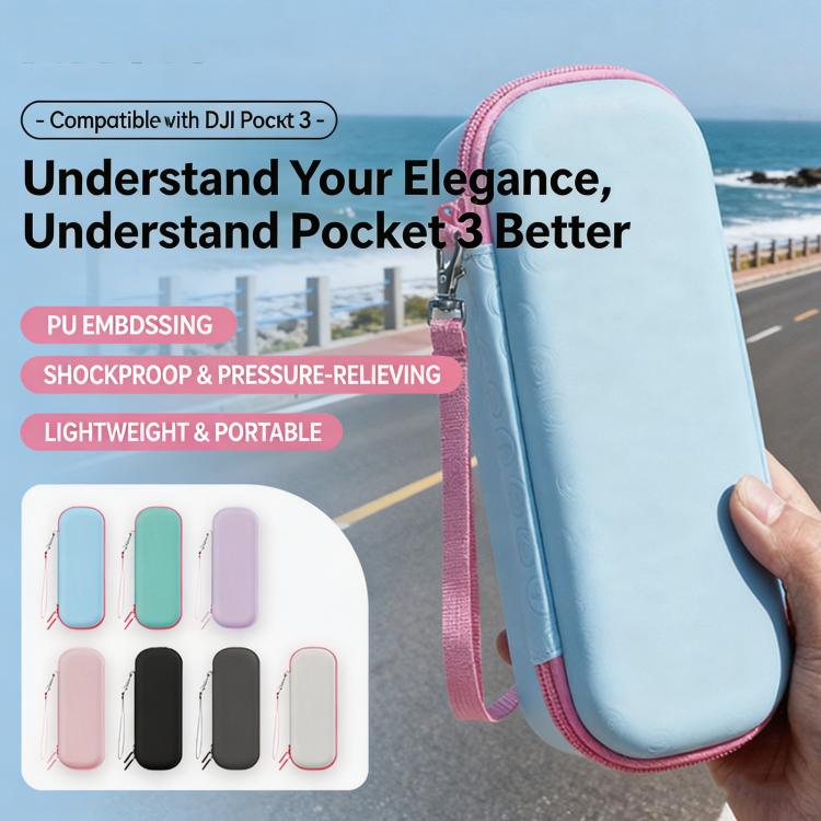 Estuche rígido de transporte de piel sintética con correa para la muñeca para DJI Osmo Pocket 3 (solo o independiente) y accesorios esenciales.