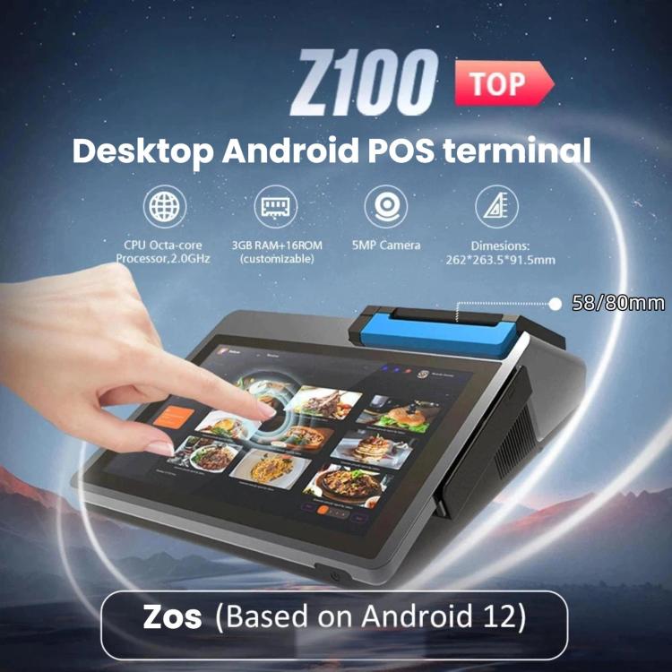 Caja registradora inteligente Z100 de doble pantalla con impresora, todo en uno, terminal POS Android para hoteles, restaurantes y supermercados. Enchufe europeo., 3.95 inch 58mm, 3.95 inch 80mm, 2.6 inch 58mm, 2.6 inch 80mm
