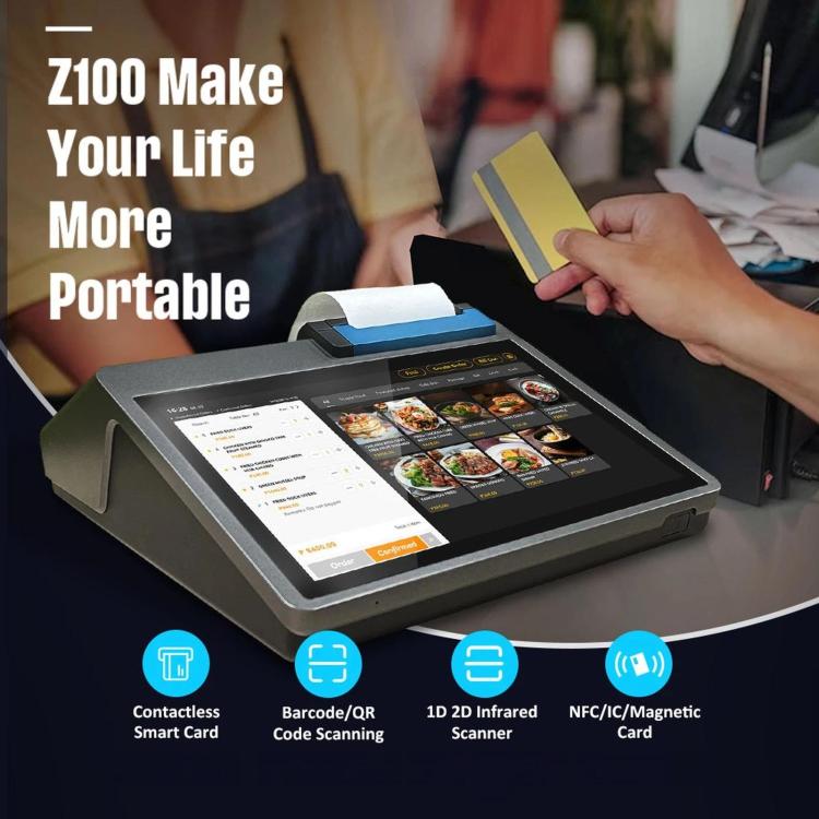 Caja registradora inteligente Z100 de doble pantalla con impresora, todo en uno, terminal POS Android para hoteles, restaurantes y supermercados. Enchufe europeo., 3.95 inch 58mm, 3.95 inch 80mm, 2.6 inch 58mm, 2.6 inch 80mm