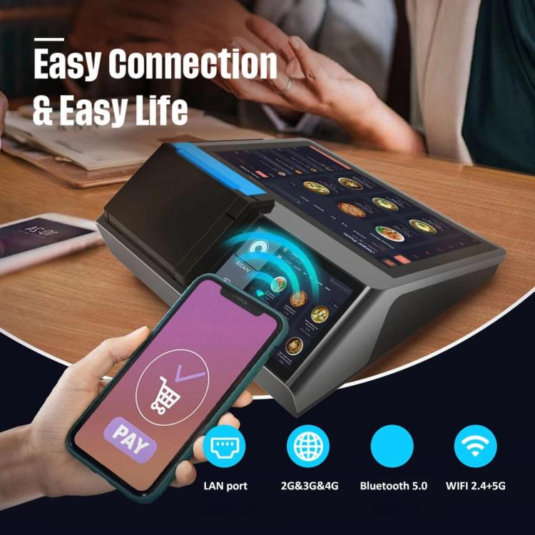 Caja registradora inteligente Z100 de doble pantalla con impresora, todo en uno, terminal POS Android para hoteles, restaurantes y supermercados. Enchufe europeo., 3.95 inch 58mm, 3.95 inch 80mm, 2.6 inch 58mm, 2.6 inch 80mm