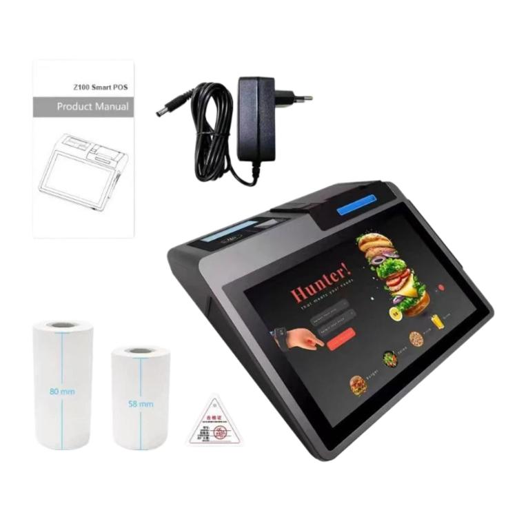 Caja registradora inteligente Z100 de doble pantalla con impresora, todo en uno, terminal POS Android para hoteles, restaurantes y supermercados. Enchufe europeo., 3.95 inch 58mm, 3.95 inch 80mm, 2.6 inch 58mm, 2.6 inch 80mm