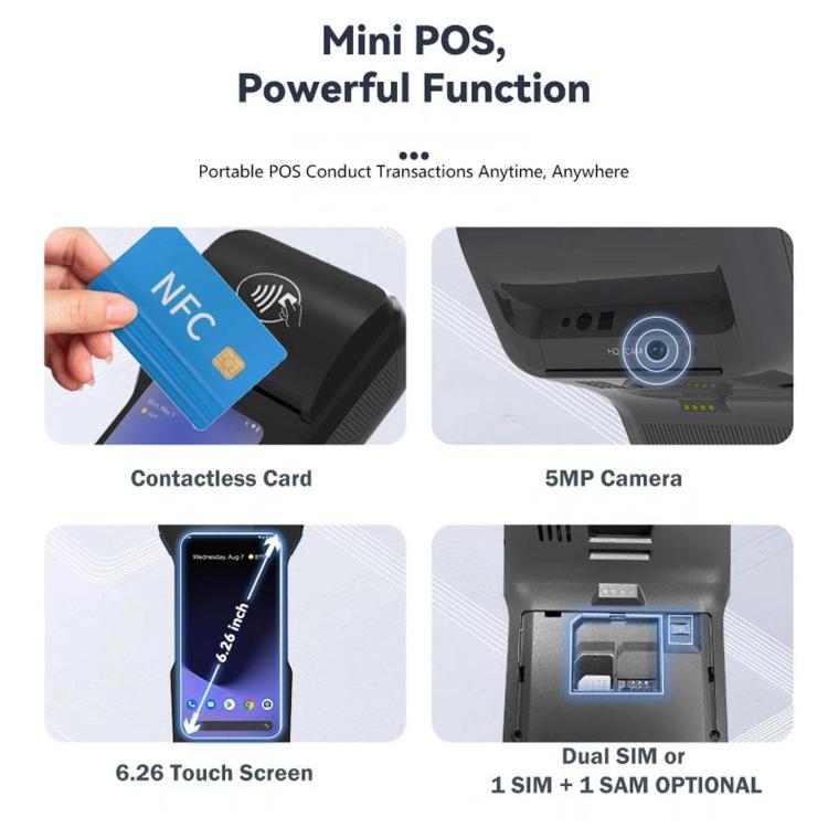 Terminal de punto de venta móvil portátil, terminal de pago inteligente Android para restaurantes y estacionamientos., Z93