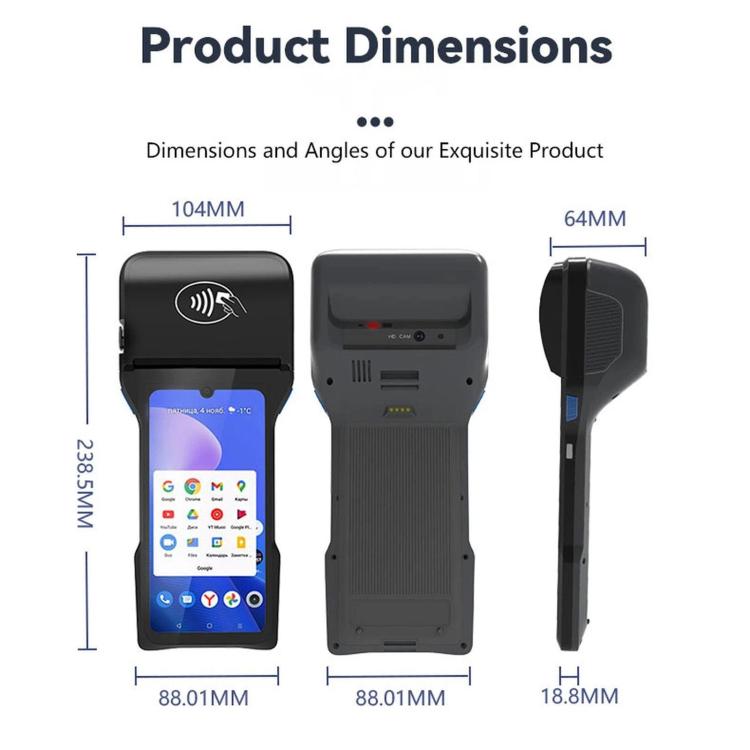 Terminal de punto de venta móvil portátil, terminal de pago inteligente Android para restaurantes y estacionamientos., Z93