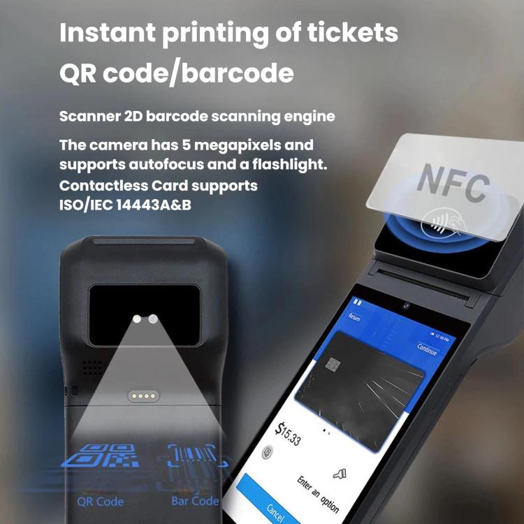 Caja registradora móvil inteligente de mano con impresión térmica de recibos y terminal de punto de venta multipago., Z92