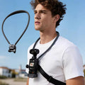 Soporte para cuello para cámara de acción con base giratoria de 360 grados de liberación rápida, soporte para collar POV con amortiguación de aire y correa pectoral antivibración.