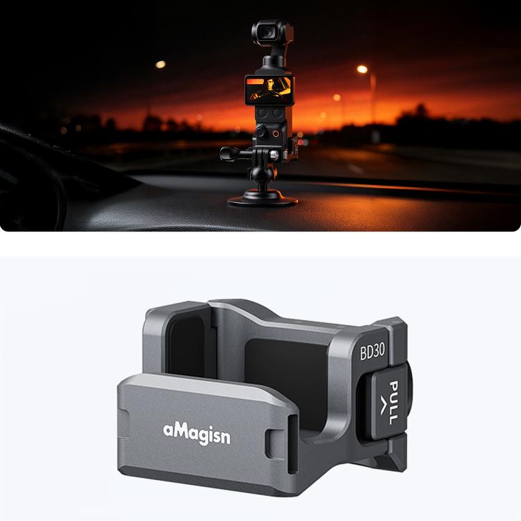 Jaula metálica multifuncional para cámara DJI Osmo Pocket 4 y Pocket 3 aMagisn con soporte para zapata fría, rosca de doble punta y de 1/4 de pulgada, adaptador de liberación rápida magnético compatible.
