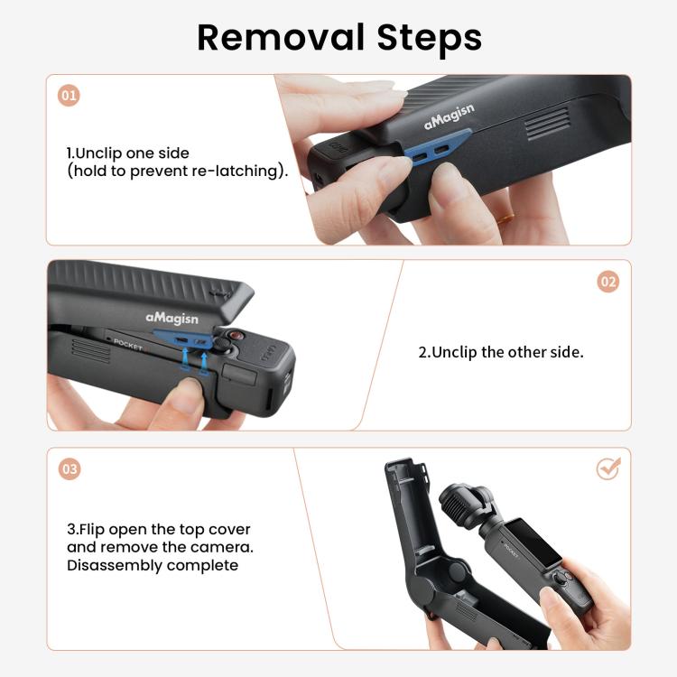 Funda protectora aMagisn de una sola pieza con tapa abatible, resistente a los impactos, de ABS, con compartimento magnético integrado para el filtro, para DJI Osmo Pocket 4.